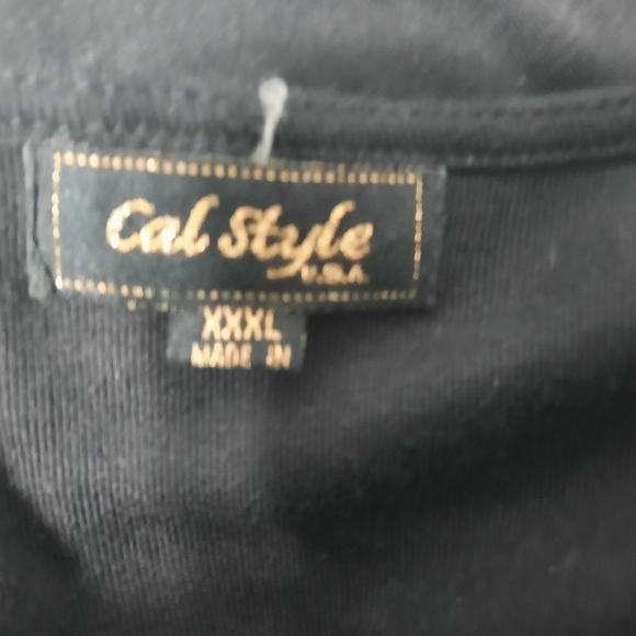 Cal Style Top Women's Sz XXXL Black Embroidered Neckline 3/4 Sleeves Boho - Picture 6 of 9